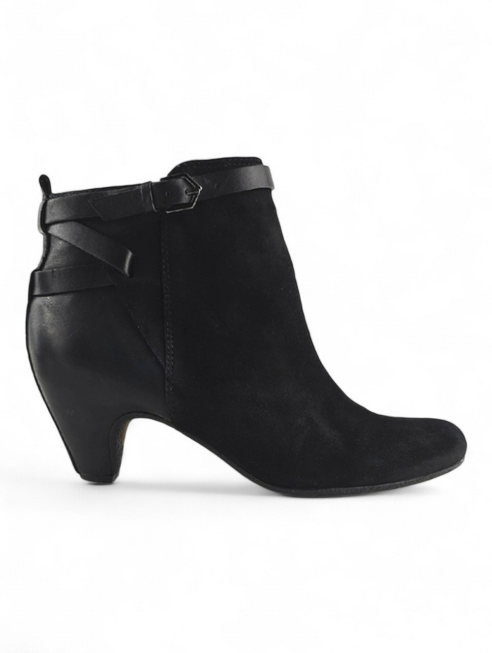 Sam Edelman Women's Maddox Black Suede Leather Heeled Ankle Boots Side Zip 8M